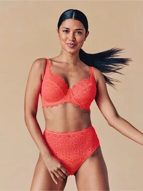 Bravissimo Millie Bra & Matching Brief in Neon Coral
